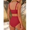 image:imageANRABESS Womens High Waisted Bikini Sets Two Piece Tummy Control Swimsuits High Cut Summer Beach Vacation Bathing SuitsRed