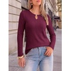 image:imageANRABESS Womens Long Sleeve Shirts Ribbed Knit Fall Tops  Keyhole Neck Soft Stretch Fuzzy Blouse Regular Fit for Business Office Daily Wear Fall amp Spring Seasonal ClothingBurgundy