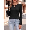 image:imageANRABESS Womens Long Sleeve Shirts Ribbed Knit Fall Tops  Keyhole Neck Soft Stretch Fuzzy Blouse Regular Fit for Business Office Daily Wear Fall amp Spring Seasonal ClothingBlack