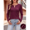 image:imageANRABESS Womens Long Sleeve Shirts Ribbed Knit Fall Tops  Keyhole Neck Soft Stretch Fuzzy Blouse Regular Fit for Business Office Daily Wear Fall amp Spring Seasonal ClothingBurgundy