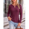 image:imageANRABESS Womens Long Sleeve Shirts Ribbed Knit Fall Tops  Keyhole Neck Soft Stretch Fuzzy Blouse Regular Fit for Business Office Daily Wear Fall amp Spring Seasonal ClothingBurgundy