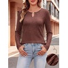 image:imageANRABESS Womens Long Sleeve Shirts Ribbed Knit Fall Tops  Keyhole Neck Soft Stretch Fuzzy Blouse Regular Fit for Business Office Daily Wear Fall amp Spring Seasonal ClothingRust Red