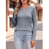 image:imageANRABESS Womens Long Sleeve Shirts Ribbed Knit Fall Tops  Keyhole Neck Soft Stretch Fuzzy Blouse Regular Fit for Business Office Daily Wear Fall amp Spring Seasonal ClothingBlue