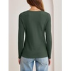 image:imageANRABESS Womens Long Sleeve Shirts Waffle Knit Henley Tops  Button Down V Neck Comfy Lightweight Fitted Business Casual Work Blouses Basic Tees Fall Winter ClothesArmy Green