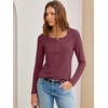 image:imageANRABESS Womens Long Sleeve Shirts Waffle Knit Henley Tops  Button Down V Neck Comfy Lightweight Fitted Business Casual Work Blouses Basic Tees Fall Winter ClothesMauve