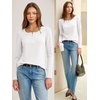 image:imageANRABESS Womens Long Sleeve Shirts Waffle Knit Henley Tops  Button Down V Neck Comfy Lightweight Fitted Business Casual Work Blouses Basic Tees Fall Winter ClothesWhite
