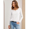 image:imageANRABESS Womens Long Sleeve Shirts Waffle Knit Henley Tops  Button Down V Neck Comfy Lightweight Fitted Business Casual Work Blouses Basic Tees Fall Winter ClothesWhite