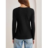 image:imageANRABESS Womens Long Sleeve Shirts Waffle Knit Henley Tops  Button Down V Neck Comfy Lightweight Fitted Business Casual Work Blouses Basic Tees Fall Winter ClothesBlack