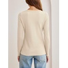 image:imageANRABESS Womens Long Sleeve Shirts Waffle Knit Henley Tops  Button Down V Neck Comfy Lightweight Fitted Business Casual Work Blouses Basic Tees Fall Winter ClothesBeige
