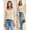 image:imageANRABESS Womens Long Sleeve Shirts Waffle Knit Henley Tops  Button Down V Neck Comfy Lightweight Fitted Business Casual Work Blouses Basic Tees Fall Winter ClothesBeige