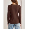 image:imageANRABESS Womens Long Sleeve Shirts Waffle Knit Henley Tops  Button Down V Neck Comfy Lightweight Fitted Business Casual Work Blouses Basic Tees Fall Winter ClothesBrown