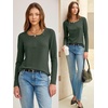 image:imageANRABESS Womens Long Sleeve Shirts Waffle Knit Henley Tops  Button Down V Neck Comfy Lightweight Fitted Business Casual Work Blouses Basic Tees Fall Winter ClothesArmy Green