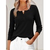 image:imageANRABESS Womens Long Sleeve Shirts Waffle Knit Henley Tops  Button Down V Neck Comfy Lightweight Fitted Business Casual Work Blouses Basic Tees Fall Winter ClothesBlack