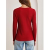 image:imageANRABESS Womens Long Sleeve Shirts Waffle Knit Henley Tops  Button Down V Neck Comfy Lightweight Fitted Business Casual Work Blouses Basic Tees Fall Winter ClothesRed