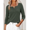 image:imageANRABESS Womens Long Sleeve Shirts Waffle Knit Henley Tops  Button Down V Neck Comfy Lightweight Fitted Business Casual Work Blouses Basic Tees Fall Winter ClothesArmy Green