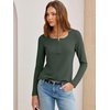 image:imageANRABESS Womens Long Sleeve Shirts Waffle Knit Henley Tops  Button Down V Neck Comfy Lightweight Fitted Business Casual Work Blouses Basic Tees Fall Winter ClothesArmy Green