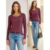 image:imageANRABESS Womens Long Sleeve Shirts Waffle Knit Henley Tops  Button Down V Neck Comfy Lightweight Fitted Business Casual Work Blouses Basic Tees Fall Winter ClothesMauve
