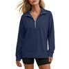 image:imageANRABESS Womens Half Zip Sweatshirts Loose Fleece Pullover  Comfy Soft Warm Collared Tops Long Sleeve Quarter Zip Side Slit  Going Out Casual Work Winter Fall Fashion OutfitsNavy Blue
