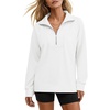 image:imageANRABESS Womens Half Zip Sweatshirts Loose Fleece Pullover  Comfy Soft Warm Collared Tops Long Sleeve Quarter Zip Side Slit  Going Out Casual Work Winter Fall Fashion OutfitsWhite