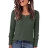 image:imageANRABESS Womens Long Sleeve Shirts Waffle Knit Henley Tops  Button Down V Neck Comfy Lightweight Fitted Business Casual Work Blouses Basic Tees Fall Winter ClothesArmy Green