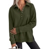 image:imageANRABESS Womens Oversized Button Up Henley Sweatshirts  Collared V Neck Long Sleeve Hoodies ShirtCozy Fleece Pullover Top Casual Fall OutfitsSide SlitCollege Teen Preppy ClothesArmy Green