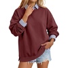 image:imageANRABESS Womens Oversized Long Sleeve Crewneck Sweatshirts  Comfy HoodiesSide Slits Pullover Top Loose Fit Casual Fall Outfits 2026 Teen Girls Y2k Clothing for LayeringWine Red