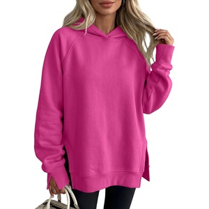 image:imageANRABESS Hoodies for Women Oversized Long Sleeve Sweatshirts  Raglan Sleeve Side Slit Pullover Tops Cozy Soft Warm Casual Y2K Teen Girls Clothes Fall Winter Fashion OutfitsHot Pink