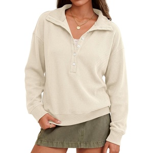 image:imageANRABESS Sweatshirt for Womens Waffle Knit Henley Pullover  Lightweight Soft Thermal Regular Fit Long Sleeve Half Button Topsfor Casual Daily amp Preppy Spring amp Fall WeatherBeige