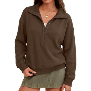 image:imageANRABESS Sweatshirt for Womens Waffle Knit Henley Pullover  Lightweight Soft Thermal Regular Fit Long Sleeve Half Button Topsfor Casual Daily amp Preppy Spring amp Fall WeatherCoffee