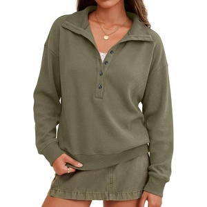 image:imageANRABESS Sweatshirt for Womens Waffle Knit Henley Pullover  Lightweight Soft Thermal Regular Fit Long Sleeve Half Button Topsfor Casual Daily amp Preppy Spring amp Fall WeatherArmy Green