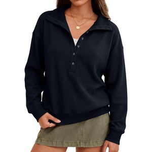 image:imageANRABESS Sweatshirt for Womens Waffle Knit Henley Pullover  Lightweight Soft Thermal Regular Fit Long Sleeve Half Button Topsfor Casual Daily amp Preppy Spring amp Fall WeatherNavy
