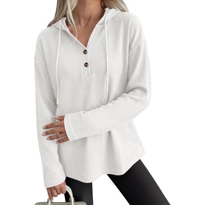 image:imageANRABESS Waffle Knit Hoodies for Women Lightweight Sweatshirt  Comfy Drawstring Long Sleeve Fall Fashion Pullover Tops Loose Fit Curved Hem Casual Daily Wear amp Work Winter OutfitsWhite