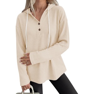 image:imageANRABESS Waffle Knit Hoodies for Women Lightweight Sweatshirt  Comfy Drawstring Long Sleeve Fall Fashion Pullover Tops Loose Fit Curved Hem Casual Daily Wear amp Work Winter OutfitsBeige