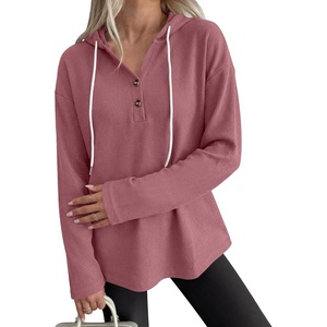 image:imageANRABESS Waffle Knit Hoodies for Women Lightweight Sweatshirt  Comfy Drawstring Long Sleeve Fall Fashion Pullover Tops Loose Fit Curved Hem Casual Daily Wear amp Work Winter OutfitsMauve