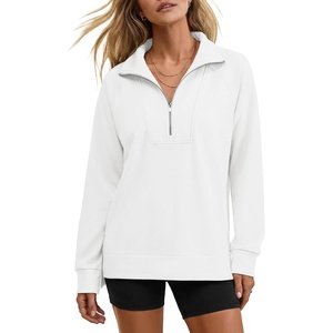 image:imageANRABESS Womens Half Zip Sweatshirts Loose Fleece Pullover  Comfy Soft Warm Collared Tops Long Sleeve Quarter Zip Side Slit  Going Out Casual Work Winter Fall Fashion OutfitsWhite