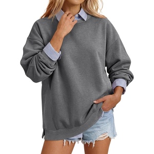 image:imageANRABESS Womens Oversized Long Sleeve Crewneck Sweatshirts  Comfy HoodiesSide Slits Pullover Top Loose Fit Casual Fall Outfits 2026 Teen Girls Y2k Clothing for LayeringGrey