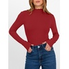 image:imageANRABESS Long Sleeve Shirts for Women Mock Neck Tops  Lettuce Trim Ribbed Knit TShirts Dressy Blouse Slim Fit Summer Tee Business Causal Outfits Fall Layer ClothingRed