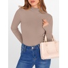 image:imageANRABESS Long Sleeve Shirts for Women Mock Neck Tops  Lettuce Trim Ribbed Knit TShirts Dressy Blouse Slim Fit Summer Tee Business Causal Outfits Fall Layer ClothingLight Camel