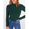 image:imageANRABESS Long Sleeve Shirts for Women Mock Neck Tops  Lettuce Trim Ribbed Knit TShirts Dressy Blouse Slim Fit Summer Tee Business Causal Outfits Fall Layer ClothingDeep Green