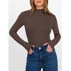 image:imageANRABESS Long Sleeve Shirts for Women Mock Neck Tops  Lettuce Trim Ribbed Knit TShirts Dressy Blouse Slim Fit Summer Tee Business Causal Outfits Fall Layer ClothingCoffee
