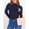 image:imageANRABESS Long Sleeve Shirts for Women Mock Neck Tops  Lettuce Trim Ribbed Knit TShirts Dressy Blouse Slim Fit Summer Tee Business Causal Outfits Fall Layer ClothingNavy Blue
