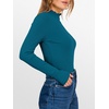 image:imageANRABESS Long Sleeve Shirts for Women Mock Neck Tops  Lettuce Trim Ribbed Knit TShirts Dressy Blouse Slim Fit Summer Tee Business Causal Outfits Fall Layer ClothingLake Blue