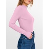 image:imageANRABESS Long Sleeve Shirts for Women Mock Neck Tops  Lettuce Trim Ribbed Knit TShirts Dressy Blouse Slim Fit Summer Tee Business Causal Outfits Fall Layer ClothingBright Pink