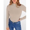 image:imageANRABESS Long Sleeve Shirts for Women Mock Neck Tops  Lettuce Trim Ribbed Knit TShirts Dressy Blouse Slim Fit Summer Tee Business Causal Outfits Fall Layer ClothingBeige