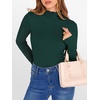 image:imageANRABESS Long Sleeve Shirts for Women Mock Neck Tops  Lettuce Trim Ribbed Knit TShirts Dressy Blouse Slim Fit Summer Tee Business Causal Outfits Fall Layer ClothingDeep Green