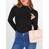 image:imageANRABESS Long Sleeve Shirts for Women Mock Neck Tops  Lettuce Trim Ribbed Knit TShirts Dressy Blouse Slim Fit Summer Tee Business Causal Outfits Fall Layer ClothingBlack