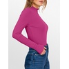 image:imageANRABESS Long Sleeve Shirts for Women Mock Neck Tops  Lettuce Trim Ribbed Knit TShirts Dressy Blouse Slim Fit Summer Tee Business Causal Outfits Fall Layer ClothingHot Pink