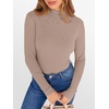 image:imageANRABESS Long Sleeve Shirts for Women Mock Neck Tops  Lettuce Trim Ribbed Knit TShirts Dressy Blouse Slim Fit Summer Tee Business Causal Outfits Fall Layer ClothingLight Camel