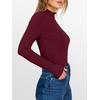 image:imageANRABESS Long Sleeve Shirts for Women Mock Neck Tops  Lettuce Trim Ribbed Knit TShirts Dressy Blouse Slim Fit Summer Tee Business Causal Outfits Fall Layer ClothingWine Red