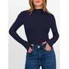 image:imageANRABESS Long Sleeve Shirts for Women Mock Neck Tops  Lettuce Trim Ribbed Knit TShirts Dressy Blouse Slim Fit Summer Tee Business Causal Outfits Fall Layer ClothingNavy Blue